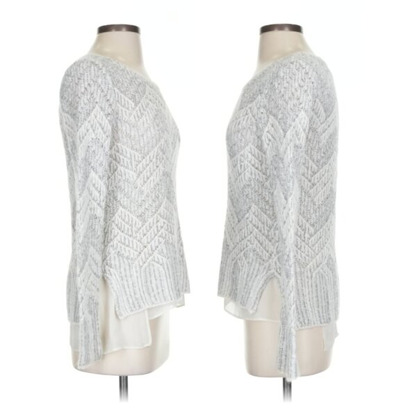 Lucky Brand Sweater Womens Large Beige Cable Knit Layered Pullover XS - Picture 5 of 6